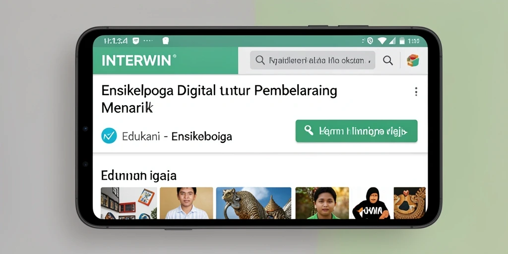 Antarmuka interaktif dengan berbagai artikel Ensiklopedia.