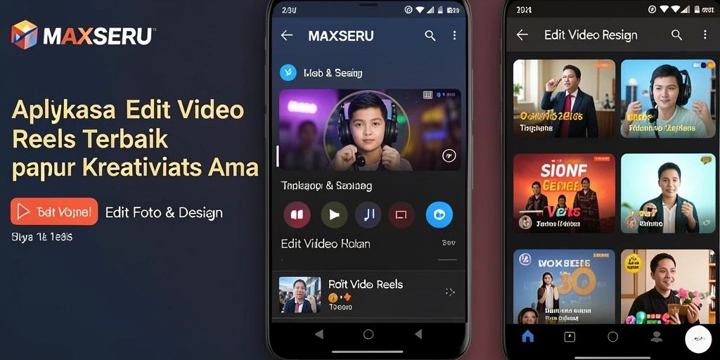 Tampilan antarmuka aplikasi MAXSERU untuk Edit Video Reels yang intuitif dan sederhana.