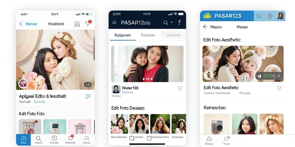 Antarmuka PASAR123 yang menarik dengan fitur Edit Foto Aesthetic.